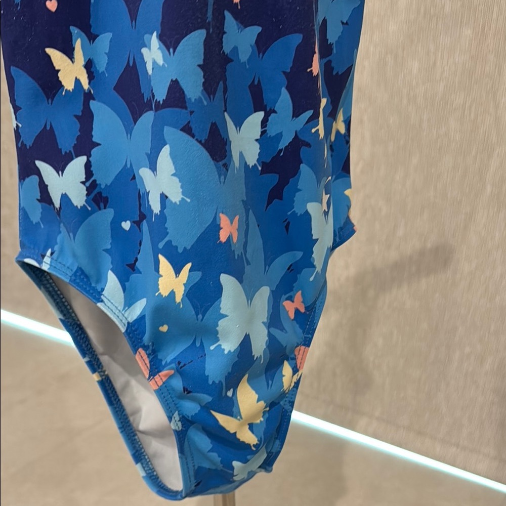 Destira Blue Butterfly Print leotard Child Small - Picture 5 of 8